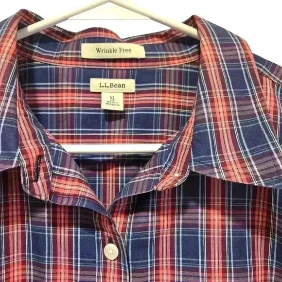 L.L.Bean Mens XL Long Sleeve Buttons Down Wrinkle Free Shirt Plaid #127 - Picture 3 of 7